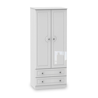 Kinsley White Gloss 2 Door 2 Drawer Wardrobe