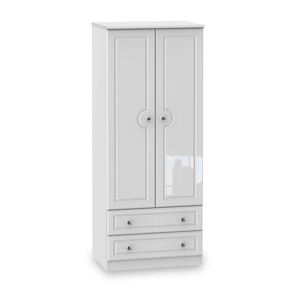 Kinsley White Gloss 2 Door 2 Drawer Wardrobe