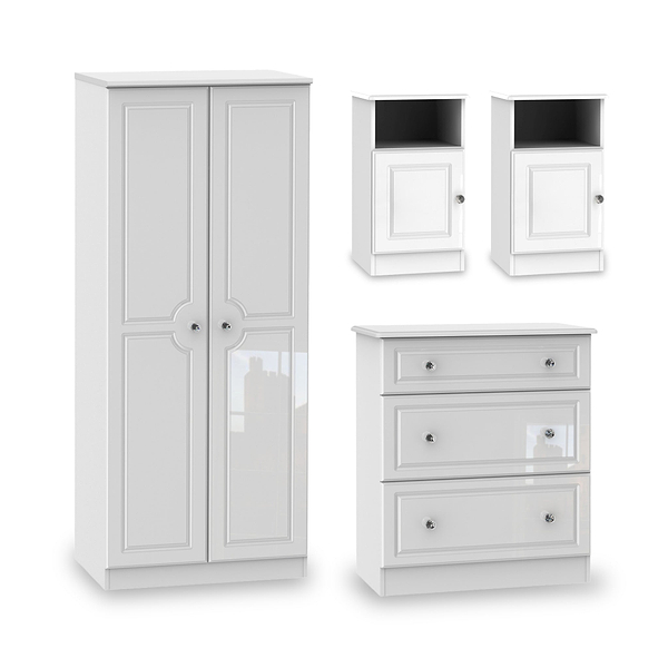 Kinsley White Gloss 4 Piece Bedroom Set