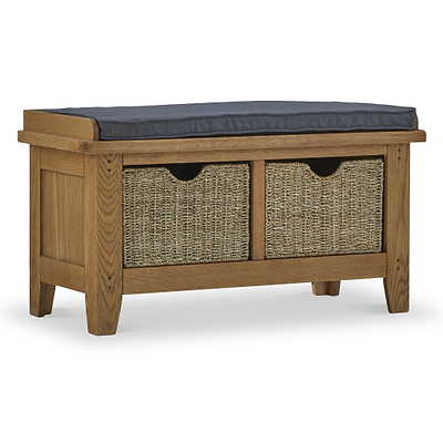 Broadway Oak Hallway Bench with Baskets