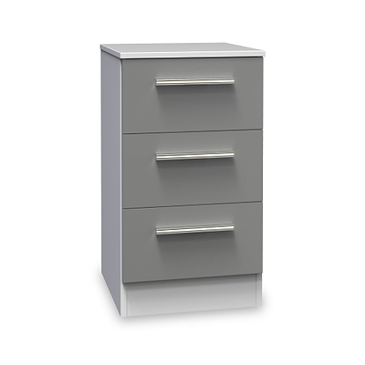 Blakely Grey and White 3 Drawer Bedside Cabinet