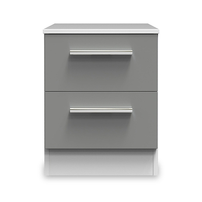 Blakely Grey and White 2 Drawer Bedside Cabinet