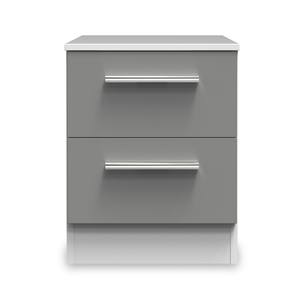 Blakely Grey and White 2 Drawer Bedside Cabinet
