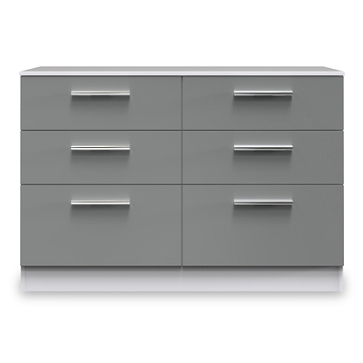 Blakely Grey and White 6 Drawer Wide Chest