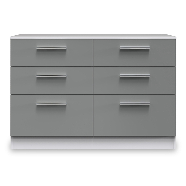 Blakely Grey and White 6 Drawer Wide Chest