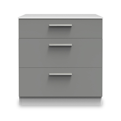 Blakely Grey and White 3 Drawer Deep Chest