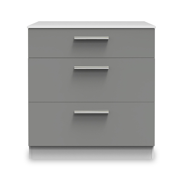 Blakely Grey and White 3 Drawer Deep Chest