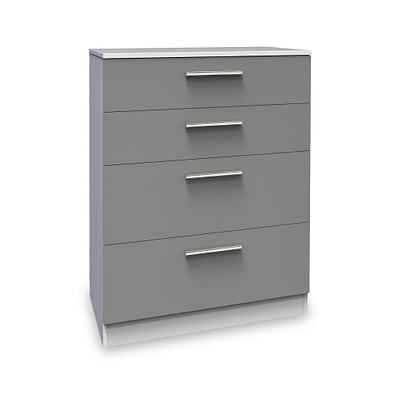 Blakely Grey and White 4 Drawer Deep Chest