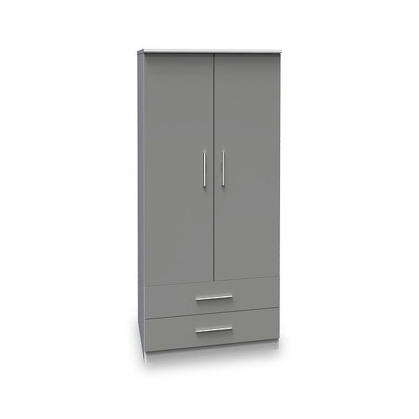 Blakely Grey and White 2 Door 2 Drawer Wardrobe