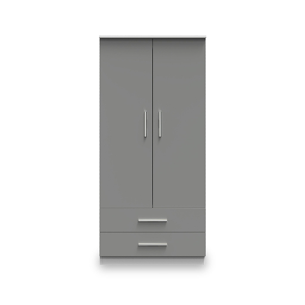 Blakely Grey and White 2 Door 2 Drawer Wardrobe