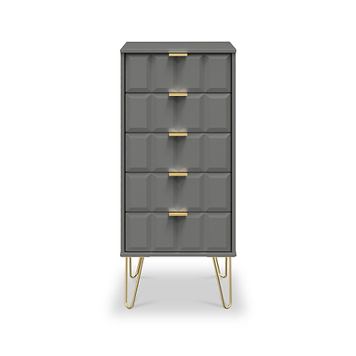Harlow 5 Drawer Tallboy with Gold Hairpin Legs