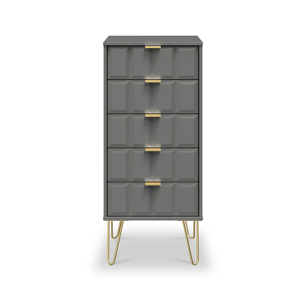 Harlow 5 Drawer Tallboy with Gold Hairpin Legs