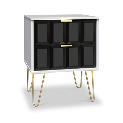 Harlow 2 Drawer Bedside with Gold Hairpin Legs