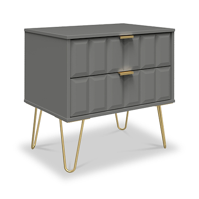 Harlow 2 Drawer Utility Chest with Gold Hairpin Legs