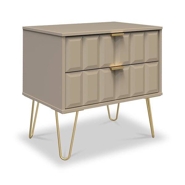 Harlow 2 Drawer Utility Chest with Gold Hairpin Legs