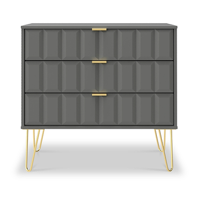Harlow 3 Drawer Chest with Gold Hairpin Legs