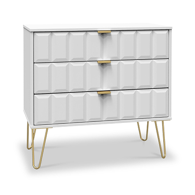 Harlow 3 Drawer Chest with Gold Hairpin Legs