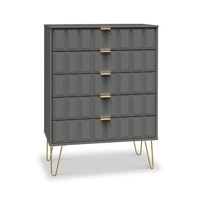 Harlow 5 Drawer Chest with Gold Hairpin Legs