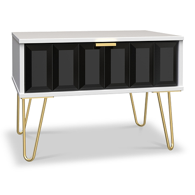 Harlow 1 Drawer Side Table with Gold Hairpin Legs