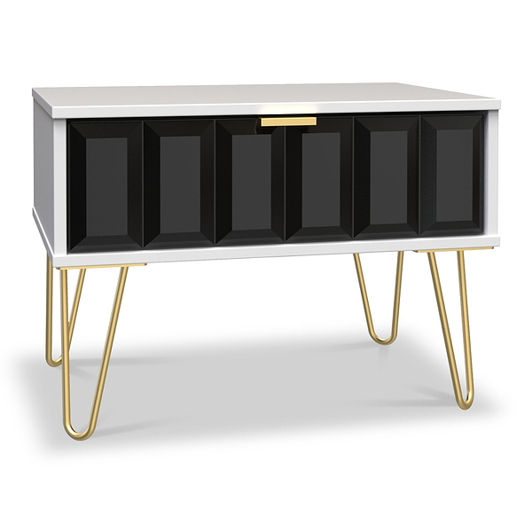 Harlow 1 Drawer Side Table with Gold Hairpin Legs