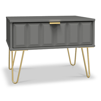 Harlow 1 Drawer Side Table with Gold Hairpin Legs
