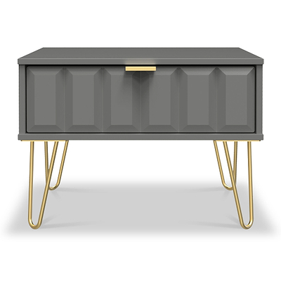 Harlow 1 Drawer Side Table with Gold Hairpin Legs