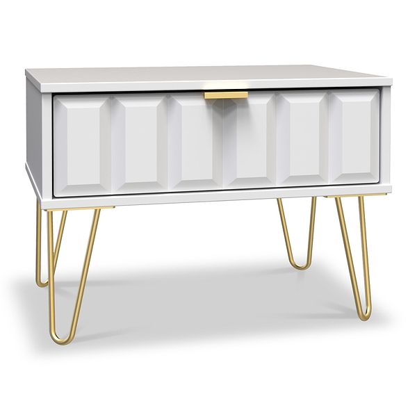 Harlow 1 Drawer Side Table with Gold Hairpin Legs