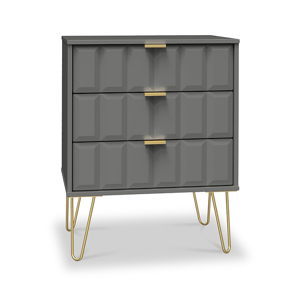 Harlow 3 Drawer Midi Sideboard with Gold Hairpin Legs
