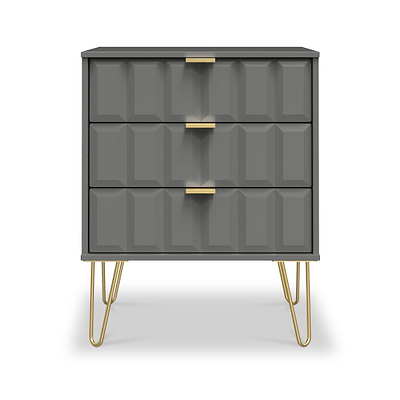Harlow 3 Drawer Midi Sideboard with Gold Hairpin Legs
