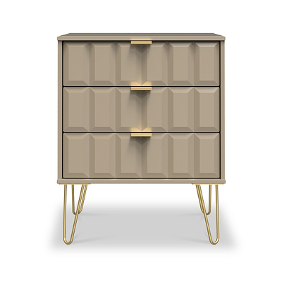 Harlow 3 Drawer Midi Sideboard with Gold Hairpin Legs