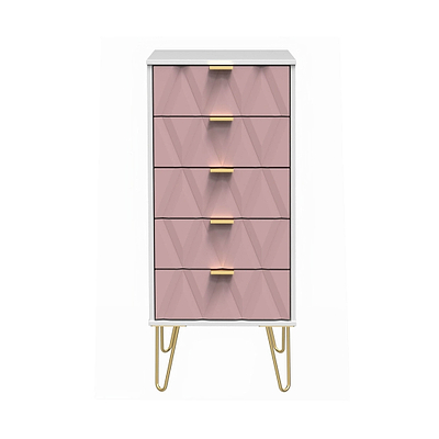 Geo 5 Drawer Tallboy with Gold Hairpin Legs