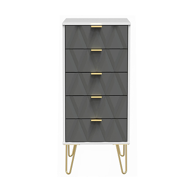 Geo 5 Drawer Tallboy with Gold Hairpin Legs