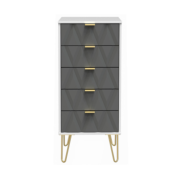 Geo 5 Drawer Tallboy with Gold Hairpin Legs
