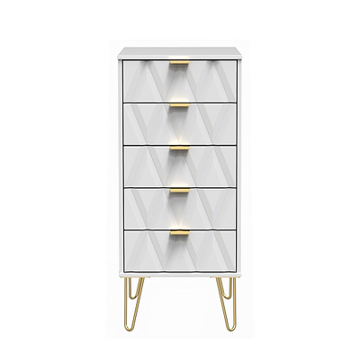 Geo 5 Drawer Tallboy with Gold Hairpin Legs