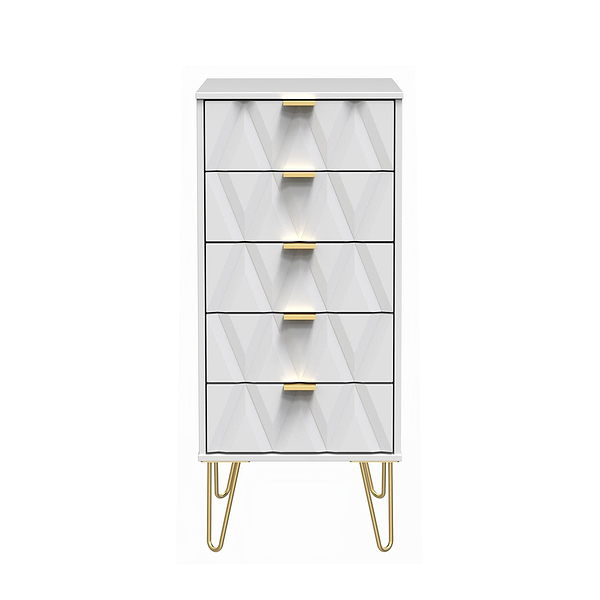 Geo 5 Drawer Tallboy with Gold Hairpin Legs