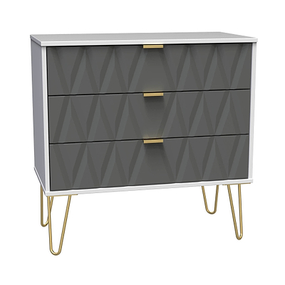 Geo 3 Drawer Chest with Gold Hairpin Legs