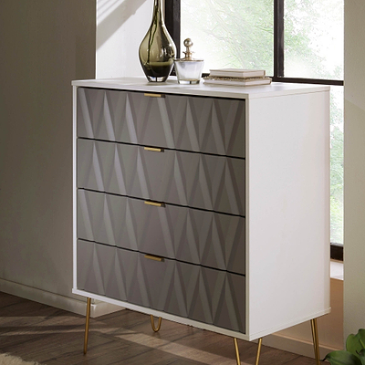 Geo 4 Drawer Chest with Gold Hairpin Legs
