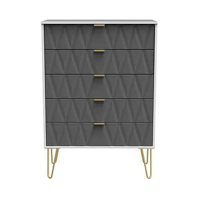 Geo 5 Drawer Chest with Gold Hairpin Legs