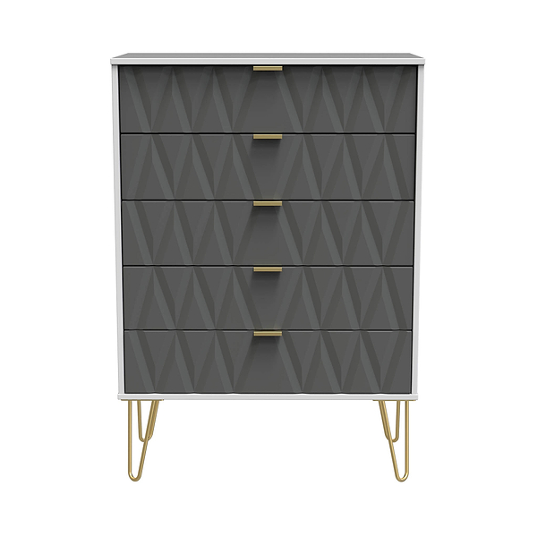 Geo 5 Drawer Chest with Gold Hairpin Legs