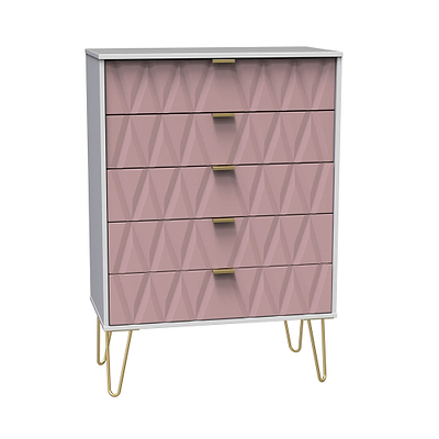 Geo 5 Drawer Chest with Gold Hairpin Legs