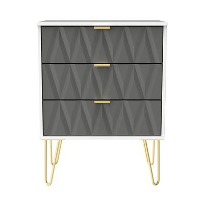 Geo 3 Drawer Midi Chest with Gold Hairpin Leg