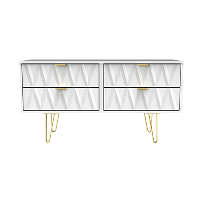 Geo 4 Drawer Low TV Unit with Gold Hairpin Legs