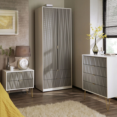 Geo Panelled 2 Door 2 Drawer Wardrobe