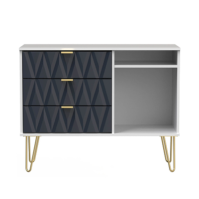 Geo 3 Drawer TV Unit with Gold Hairpin Legs