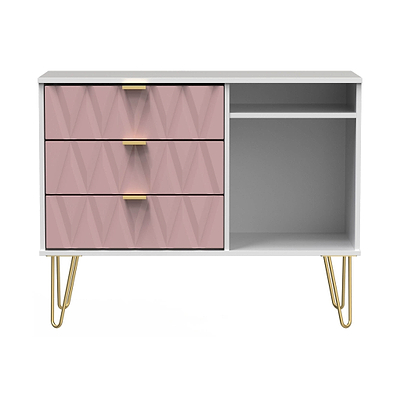 Geo 3 Drawer TV Unit with Gold Hairpin Legs