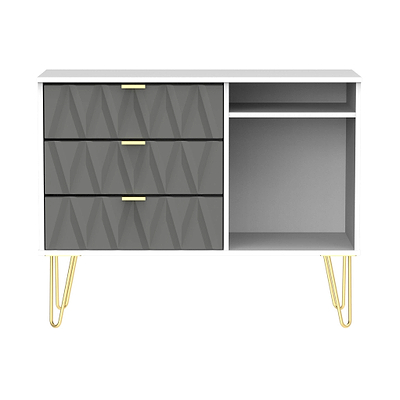 Geo 3 Drawer TV Unit with Gold Hairpin Legs