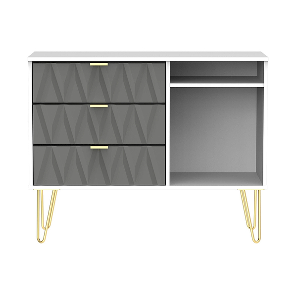 Geo 3 Drawer TV Unit with Gold Hairpin Legs