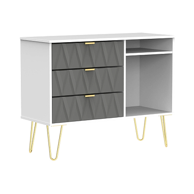 Geo 3 Drawer TV Unit with Gold Hairpin Legs