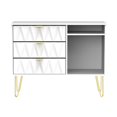 Geo 3 Drawer TV Unit with Gold Hairpin Legs