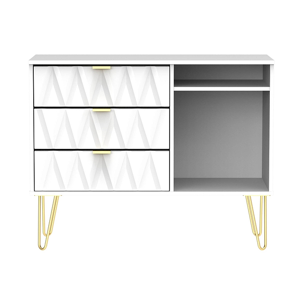 Geo 3 Drawer TV Unit with Gold Hairpin Legs